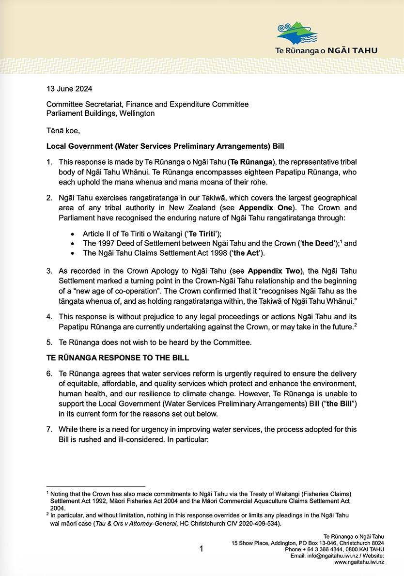 Local Government (Water Services Preliminary Arrangements) Bill TRoNT Submission